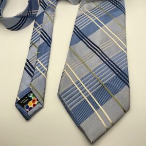 City of London Mens Blue Plaid Silk Necktie